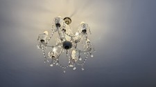 Classic 9 Light Candle-shaped Pendant Chandelier Two Row Glass Crystal Drops 