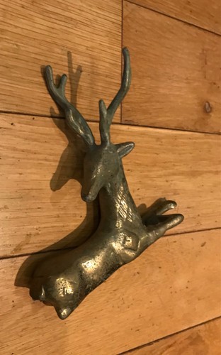 Brass stag sitting position - brass,