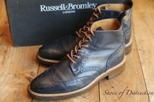 Russell & Bromley Blue Leather Derby Brogue Boots Shoes Mens UK 7 US 8 EU 41