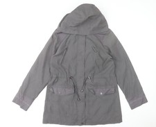 Debenhams Women’s Grey Parka Jacket Size 14 Hooded Mid-Length