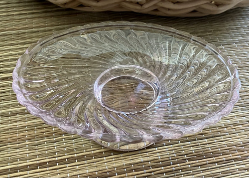 Pink swirl glass pedestal oval - swirl,