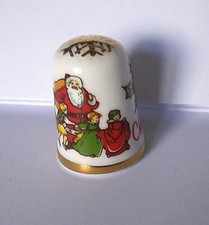 CAVERSWALL ENGLAND BONE CHINA CHRISTMAS THIMBLE DATED 1993