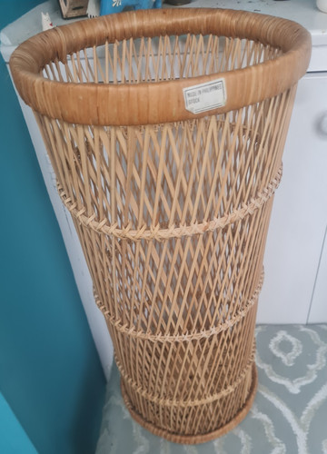 Vintage wicker umbrella - wicker, stand