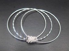 Set of 3 Slim Silver Bangles Stamped 925 Small Fitting