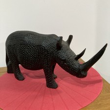 Large Wooden Hand Carved Rhino