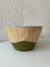 Sheep Fruit Bowl Hand Painted Tall Chunky Wooden Bowl Farmhouse Kitchen