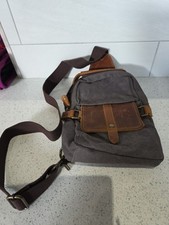 Canvas Real Leather  Sling Bag