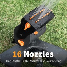 Oscillating Garden Lawn Sprinkler 16 Nozzles Adjustable Width Range Hose Connect