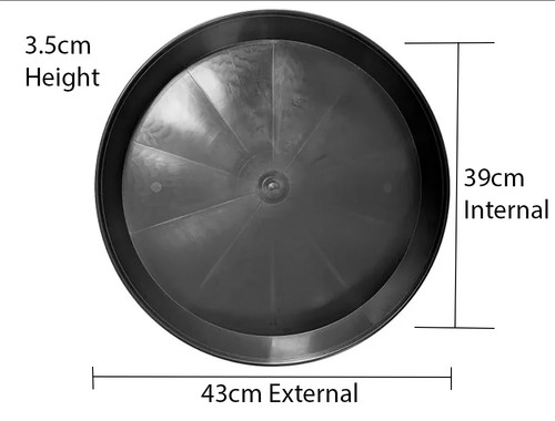 43cm black plant - pot, saucer