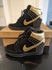 Size 5 (UK) - Nike Dunk Sky Studs QS High Black Metallic Gold W