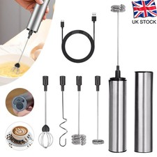 Milk Frother with 5 Detachable Whisk Heads 2-Speed Coffee Whisk and Foam Maker
