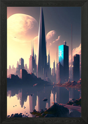 Future city framed wall - city,