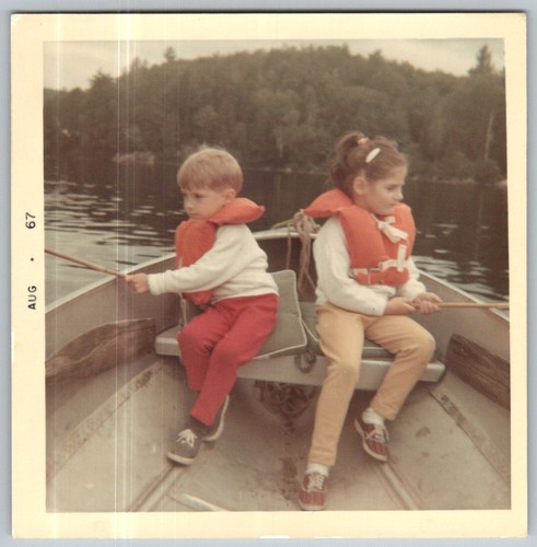 Vtg color snapshot boy girl - color,