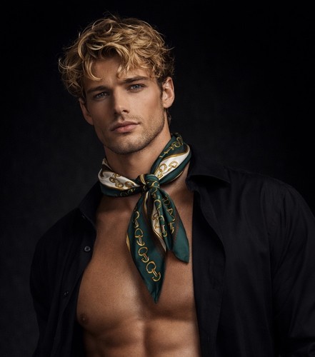 Men faux silk neckerchief - men’s,