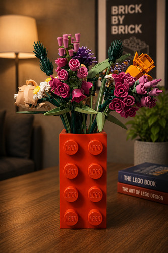 Lego inspired flower - inspired, vase