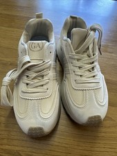 Outing Cream Beige Platform Trainers Size 4,EU 37 New, Chunky Sneakers