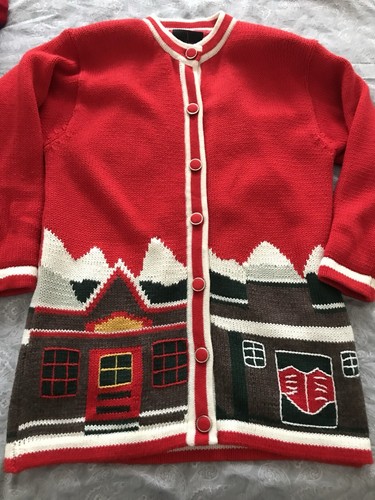Size red knitted cardigan - 14,