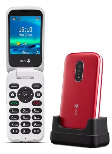 Doro 6820 flip phone - flip, red