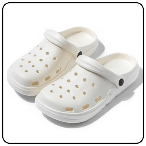 Ladies white rubber holey - ladies,
