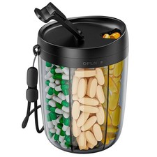 Large Pill Bottle Organizer Supplement Dispenser for Holding 6 Various Vitamins