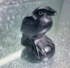 Black Obsidian Crow Carving