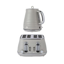 Salter Toaster Kettle Ripple Set 4-Slice Toaster Rapid Boil 1.7L Kettle Taupe