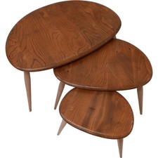 Ercol Mid-Century Modern Pebble Nesting Tables Used