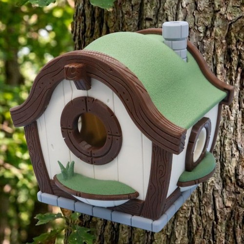 Hobbit house birdhouse - house, w/