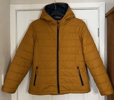 Women’s Peter Storm Quilted Jacket Size 14 Mustard Hooded Pockets Fully Lined
