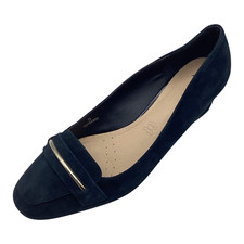 FootGlove Womens Navy Suede Wedge Heel Wide Fit Party Court Shoes Size UK 5 Used
