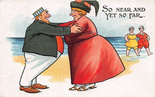 Postcard comic seaside fat - postcard,