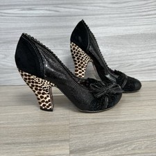 Irregular Choice Make My Day Heels Shoes Bow Detail Size 38 Uk 5 Black Fur Heel