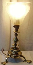 ANTIQUE BRASS TABLE LAMP WITH