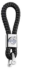 VOLVO CHROME METAL LEATHER LOGO KEYRING KEYCHAIN FOB