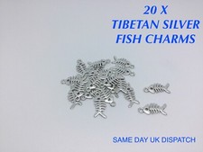 20 X TIBETAN METAL FISH BONE