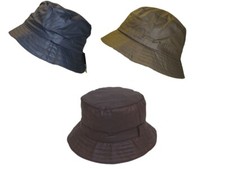 WAX BUSH BUCKET RAIN HAT WAXED COUNTRY OLIVE NAVY BLACK MENS LADIES UK SELLER