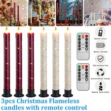 3pcs LED Flameless Taper Candles Electric Fake Flickering Candlesticks Decor Set