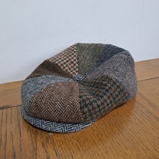 Harris Tweed Flat Cap 100% Wool Patchwork John Rocha size L / XL Hebrides