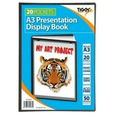 Premium Quality Black A3 Display Book 20 Pocket Presentation Folio Art Folder