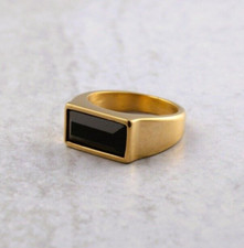 BLACK ONYX GEMSTONE RING, 925