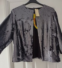 BNWT sz 20 CAPSULE SIMPLY BE platinum grey SEQUIN EVENING JACKET PARTY NEW 