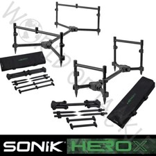 SONIK Hero X Rod Pod 2 or 3 Rod Carp Fishing Black with Padded Storage Case