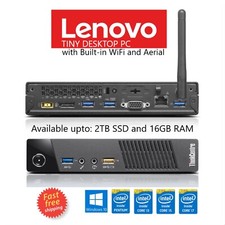 Lenovo Intel i7 2TB SSD HDD 16GB RAM M93 Tiny PC Built-in WiFi Win10 Desktop VAT