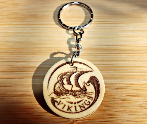Viking ship wooden keyring - wooden,