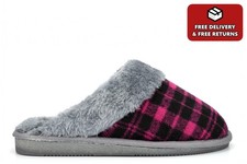 Womens Tartan Mule Slippers