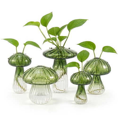 6pcs glass mushroom - glass,