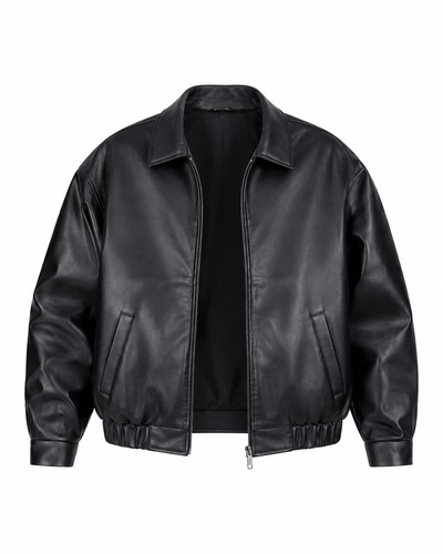 Men black leather - leather, bomber