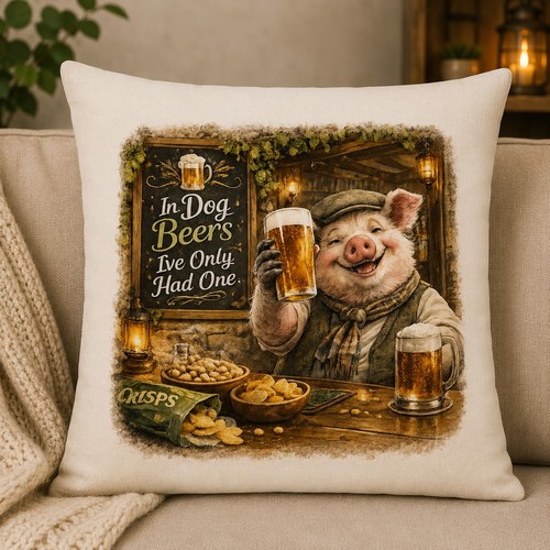 Funny pig beer cushion cover - pig,