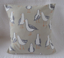 14” inch Cushion Cover Seagull Bird Print Beige Grey Seaside Handmade New 36cm