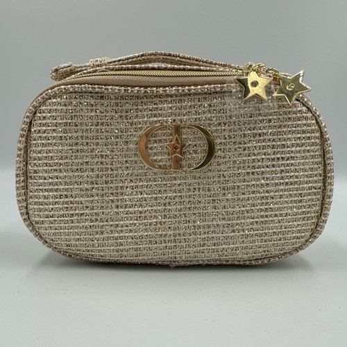 Dior beauty gold cosmetic bag - cosmetic,